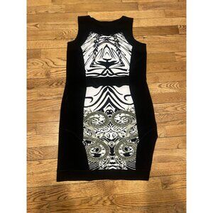 Eva Varro International Grommet Dress Sleeveless Black/White Print Woman L NWOT